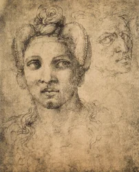 Weiblicher Kopf, Zeichnung von Michelangelo. Gabinetto dei Disegni e delle Stampe, Uffizien, Florenz